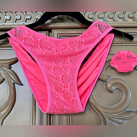 Bikini bottom Neon Coral color has textured front & back NWT gorgeous sz Large - Picture 1 of 6